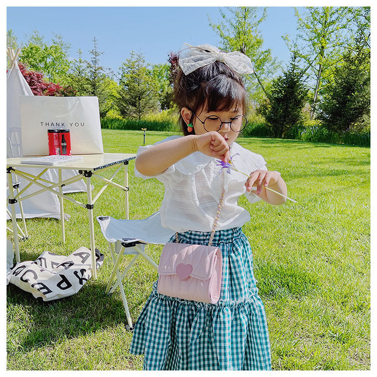 Kids Fashion Chic Quilted Heart Crossbody Bag