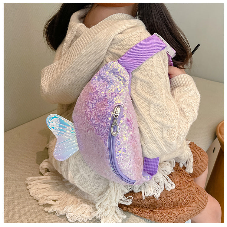 Kids Casual Cute Cartoon Sequins Waist Chest Bag